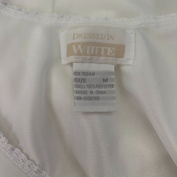 Dressed In White Sleeveless Full Length Bridal Slip M Polyester Lace Trim - Picture 7 of 7